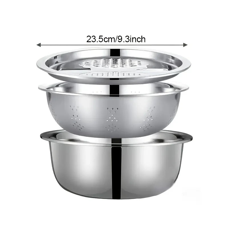 3-Piece Stainless Steel Mixing Bowl & Grater Kit