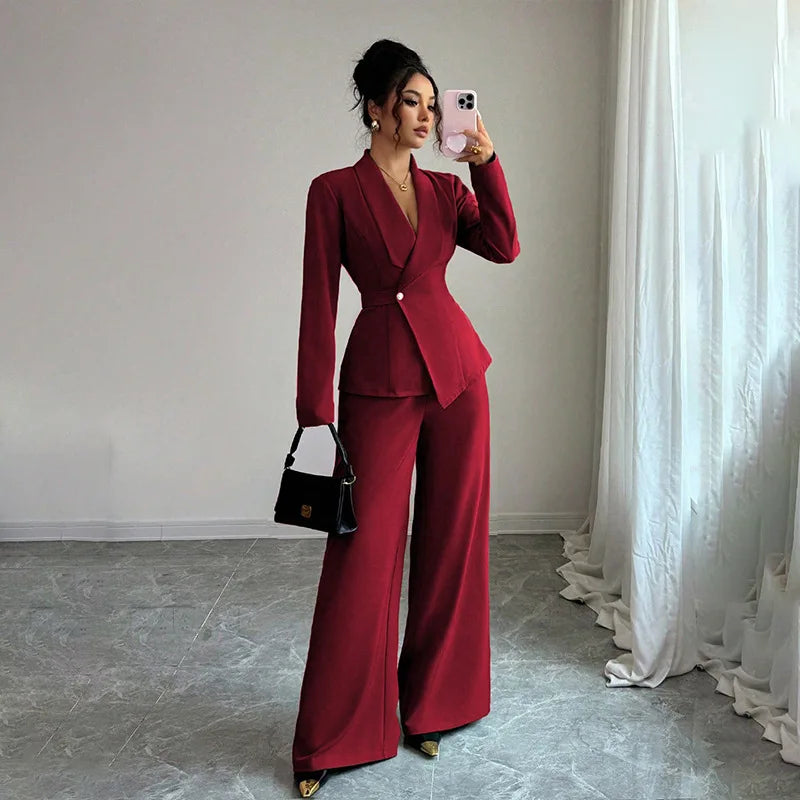 Women's 2-Piece Blazer & Straight-Leg Pants Suit