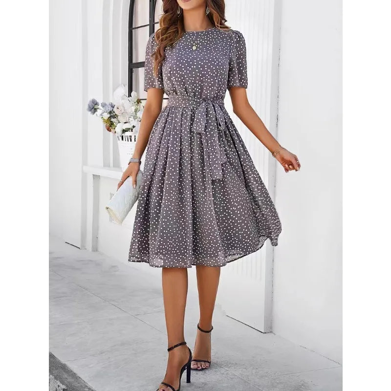 Women's Polka Dot Lace-Up Summer Dress