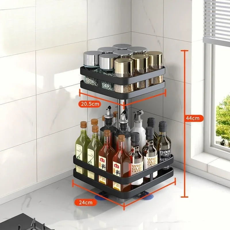 360° Rotating Spice Rack Organizer, Non-Skid Storage Tray for Seasonings, Spice Jars, Cans and Kitchen Countertop Organization