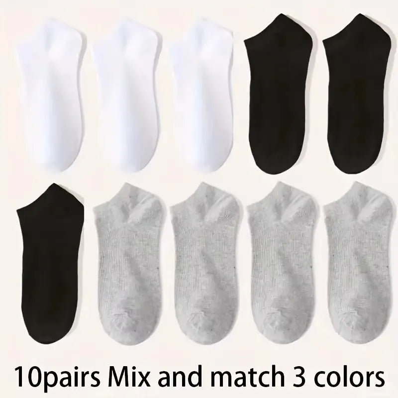 5/10-Pack Unisex Comfort-Fit Ankle Socks for All, Breathable & Lightweight - Ideal for Sports & Daily Wear