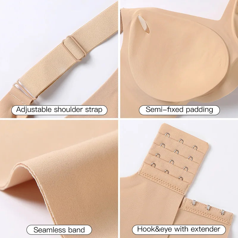 Women Wireless Large Size Bra Seamless Anti-Sagging Correction Gathered Comfortable No Side Breast Projection Push up Bra