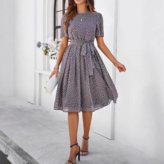 Women's Polka Dot Lace-Up Summer Dress