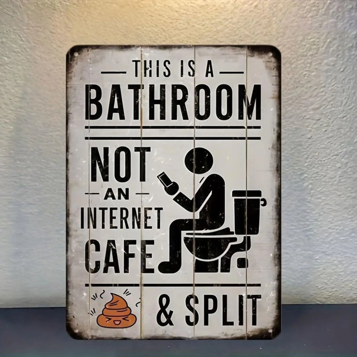 Funny Bathroom Sign – Vintage Retro Metal Wall Decor, Rust-Resistant, Easy to Hang