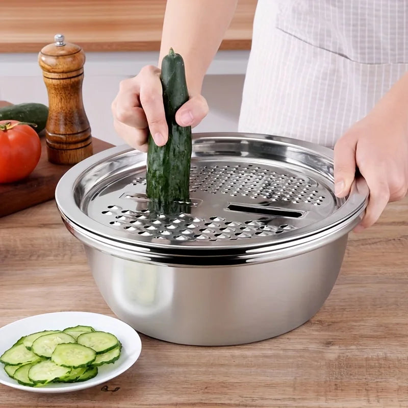 3-Piece Stainless Steel Mixing Bowl & Grater Kit