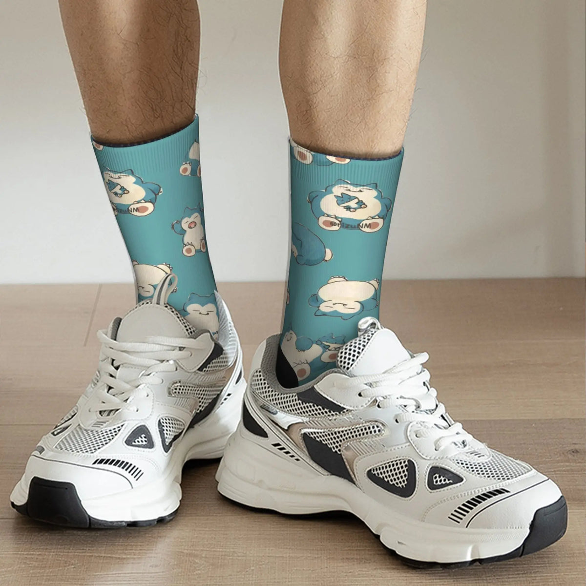 P-Pokemons Snorlax Socks Men Women Polyester Funny Happy  Socks Novelty Spring Summer Autumn Winter Middle Tube Stockings Gift