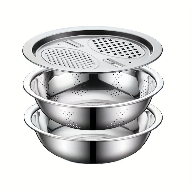 3-Piece Stainless Steel Mixing Bowl & Grater Kit