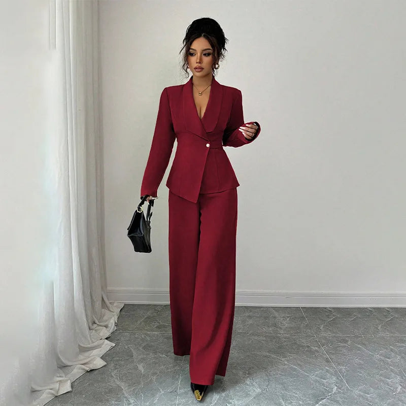 Women's 2-Piece Blazer & Straight-Leg Pants Suit