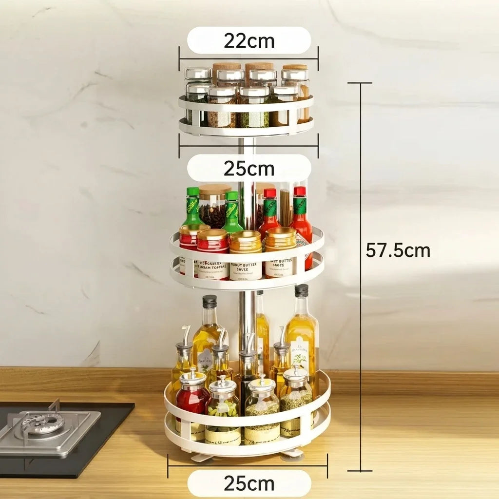 360° Rotating Spice Rack Organizer, Non-Skid Storage Tray for Seasonings, Spice Jars, Cans and Kitchen Countertop Organization