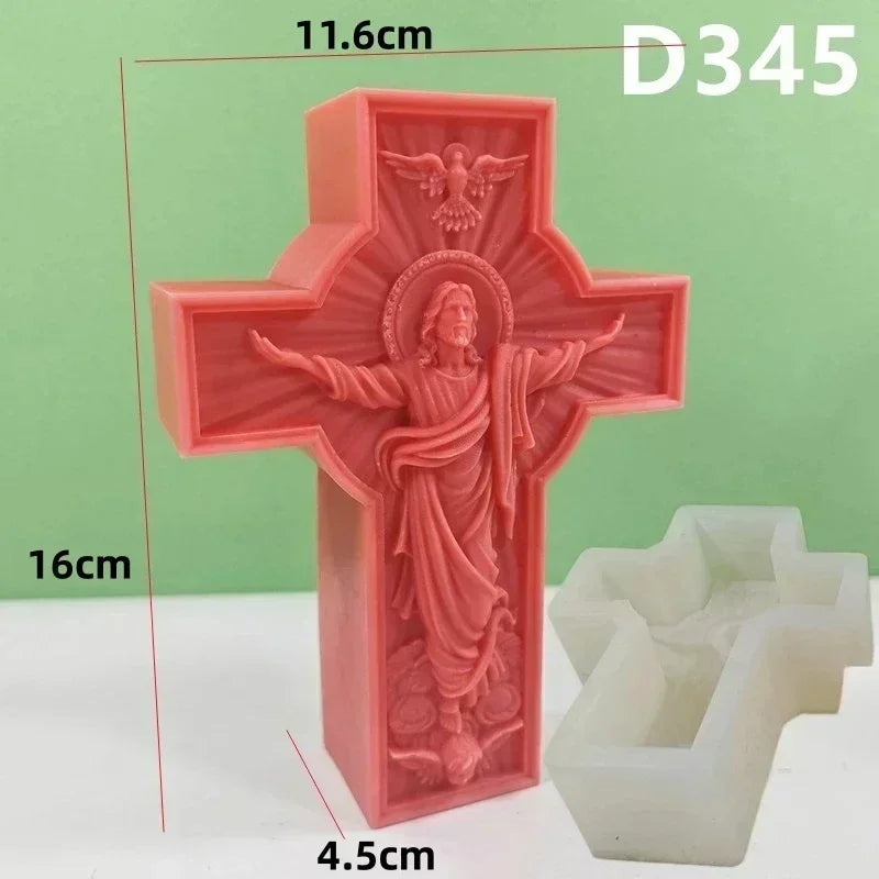 Jesus Horse Cylindrical Scented Candle Silicone Mold Wings Jesus Horse Galloped MoldS Jesus Angel Resin Plaster Mould