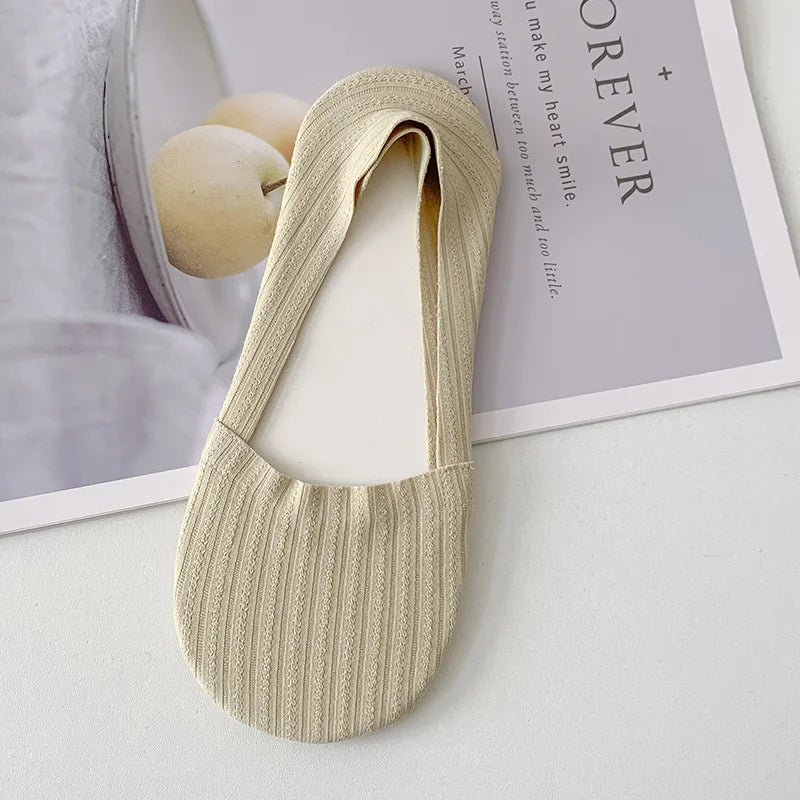 Sock Slippers Women Silicone Non-slip Solid Color Low Cut Boat Sock Cotton Bottom Thin Breathable Summer Invisible No Show Socks