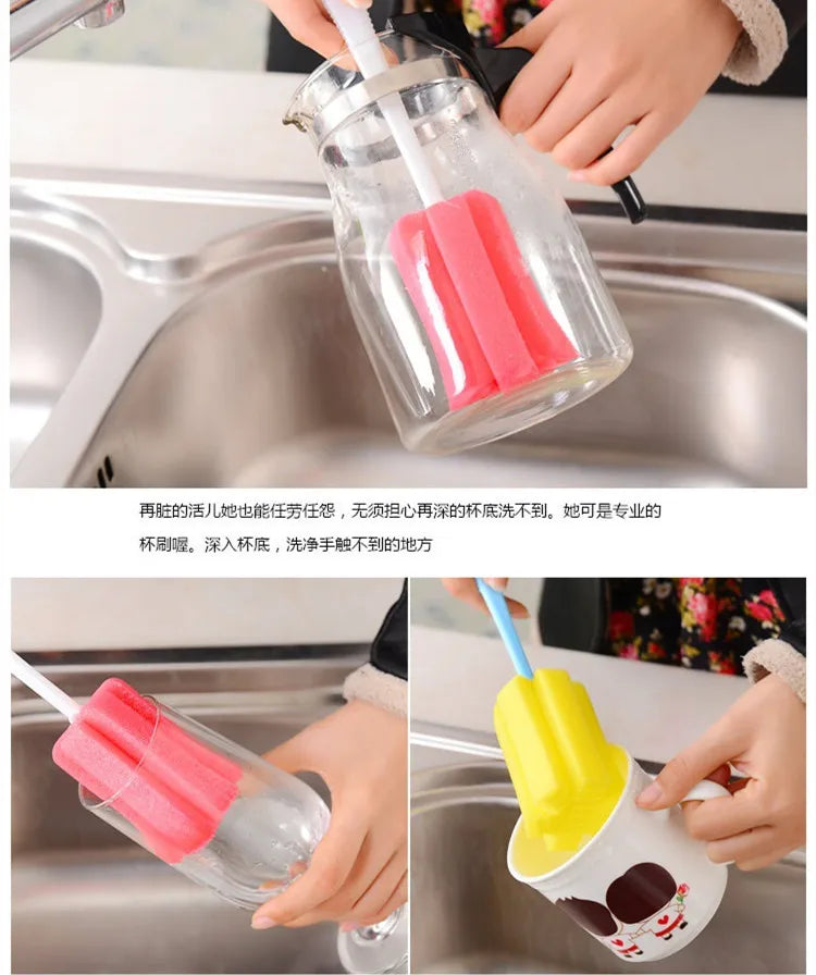 2-Pack Bottle & Glass Cleaning Sponge Brush