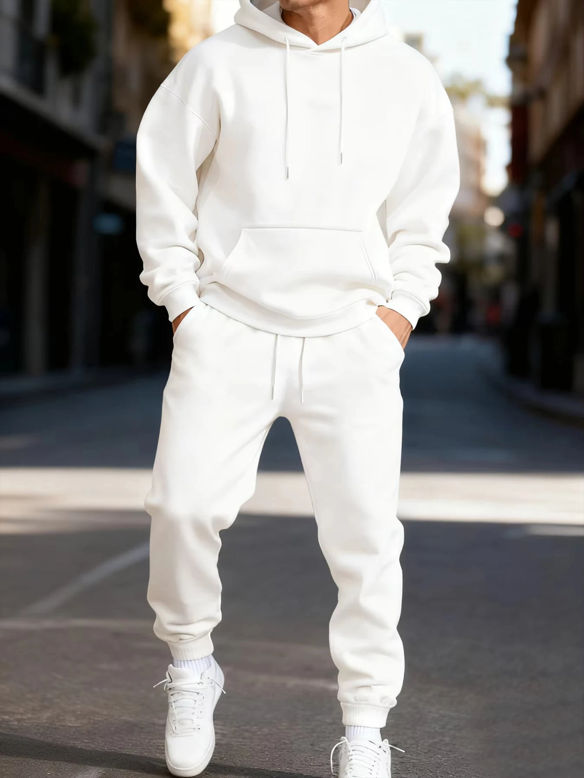 Men's Solid Hoodie & Sweatpants Set