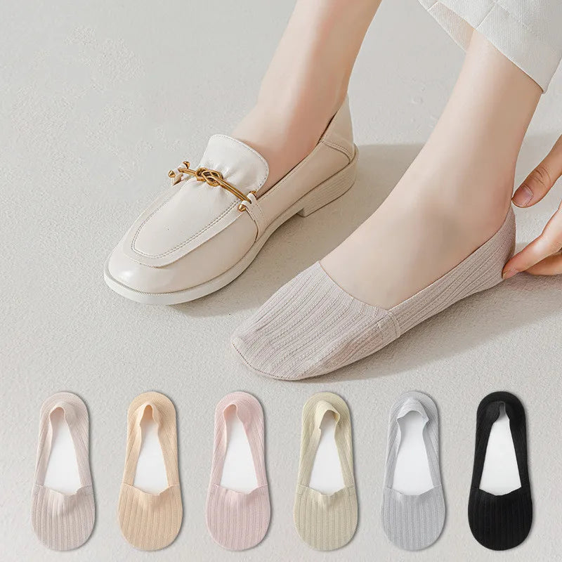 Sock Slippers Women Silicone Non-slip Solid Color Low Cut Boat Sock Cotton Bottom Thin Breathable Summer Invisible No Show Socks