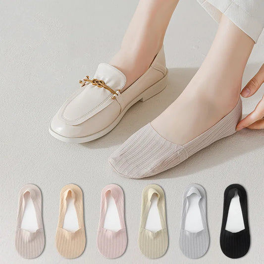 Sock Slippers Women Silicone Non-slip Solid Color Low Cut Boat Sock Cotton Bottom Thin Breathable Summer Invisible No Show Socks