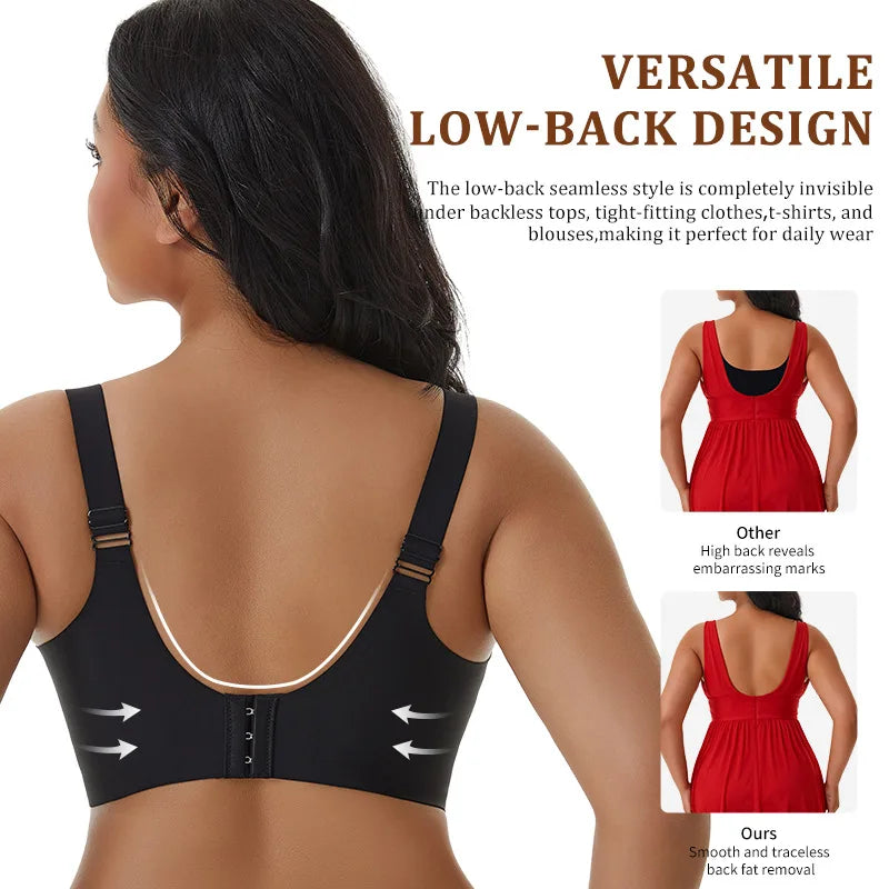 Women Wireless Large Size Bra Seamless Anti-Sagging Correction Gathered Comfortable No Side Breast Projection Push up Bra