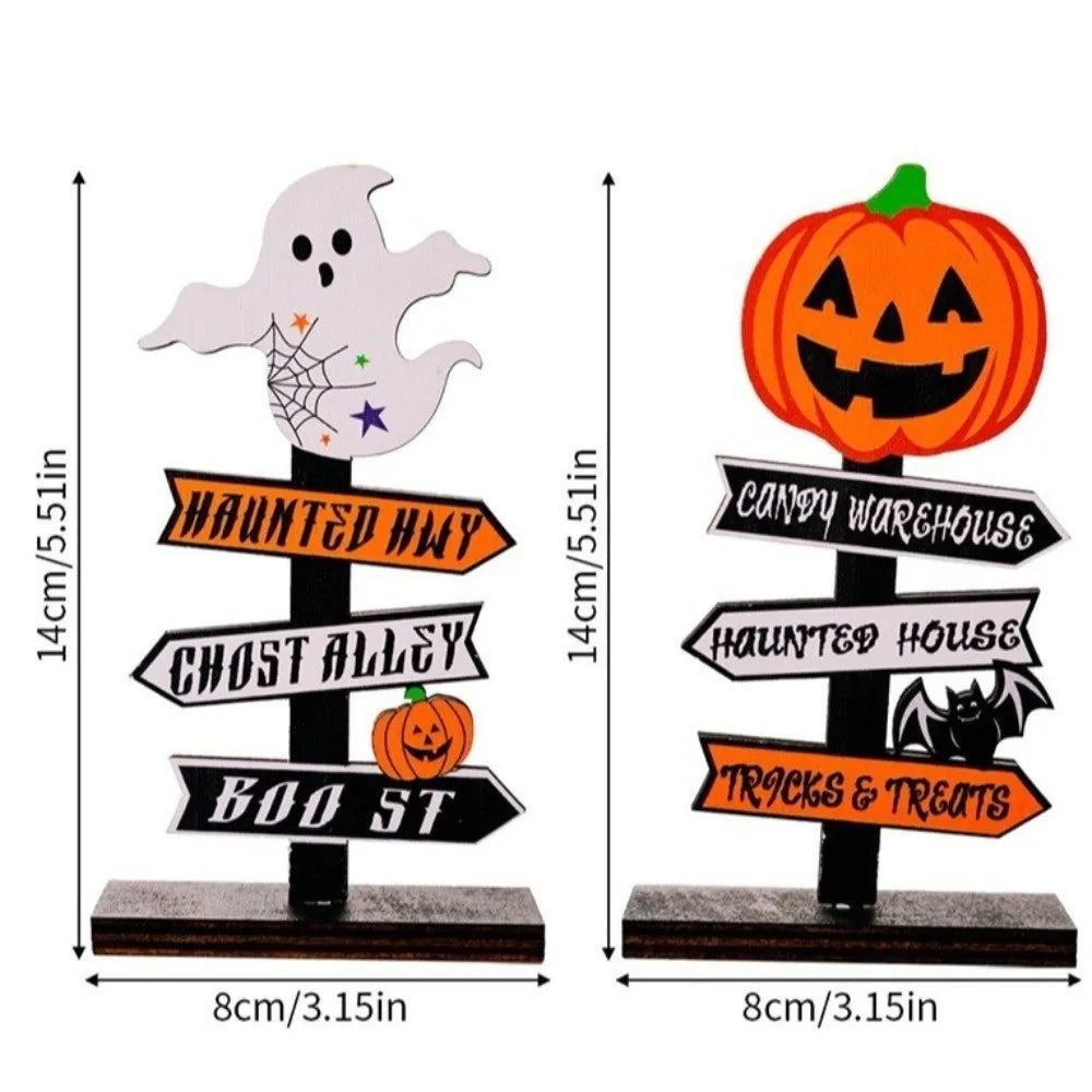 Gothic Wooden Ghost Pumpkin Ornament