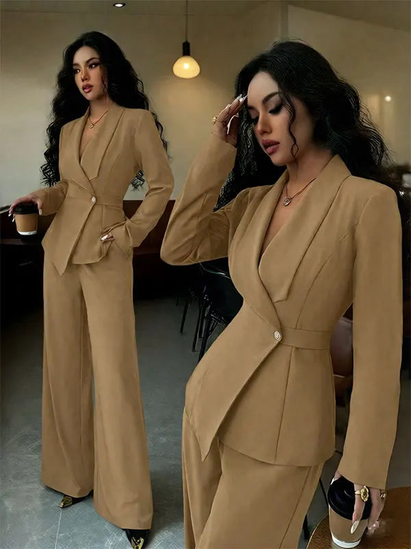 Women's 2-Piece Blazer & Straight-Leg Pants Suit
