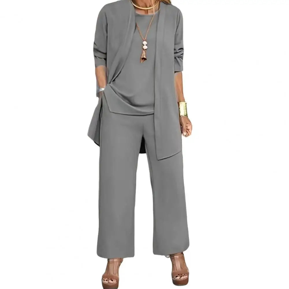 Women's 3-Piece Cardigan, Vest & Wide-Leg Pants Set