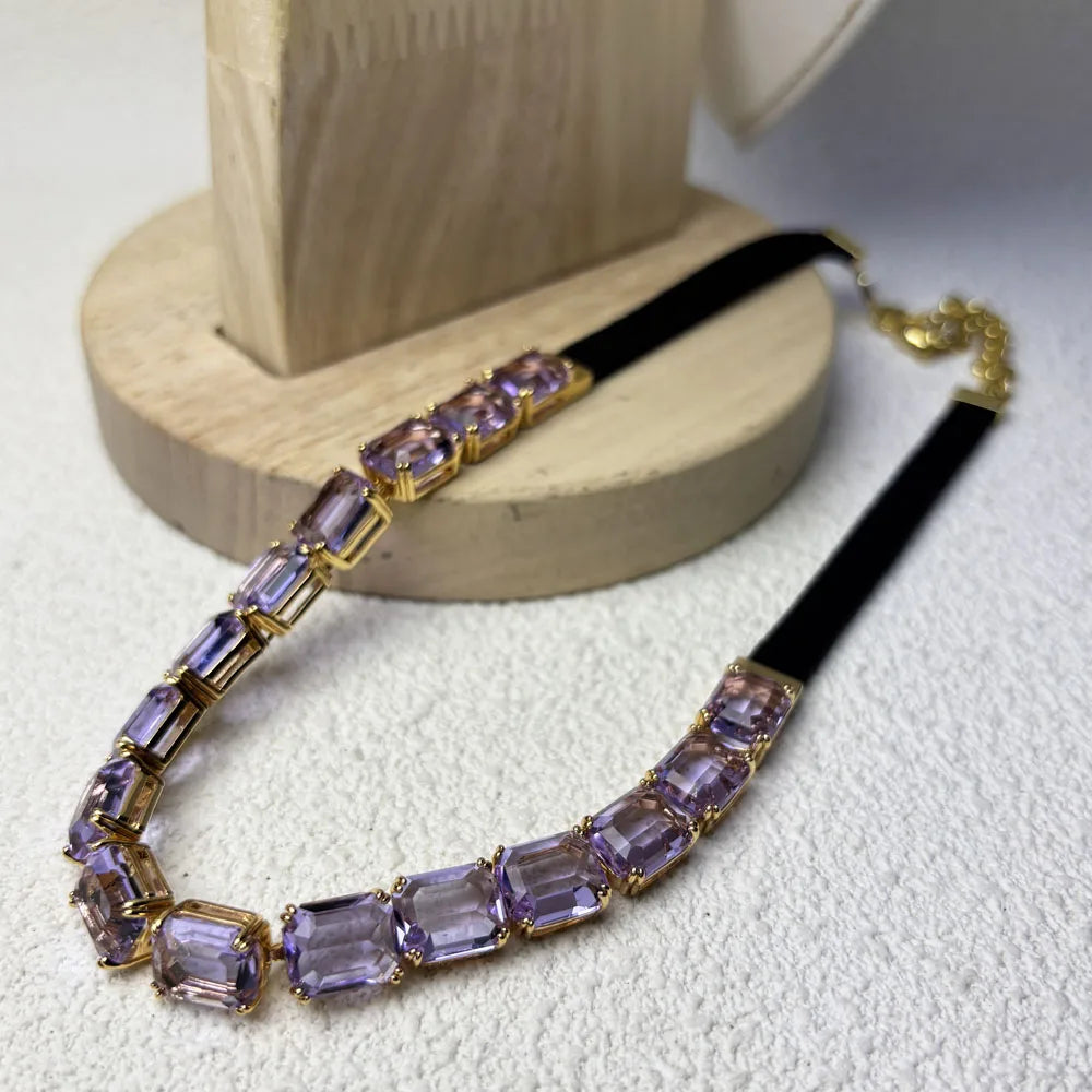 2026 New Fine Jewelry Set for Women Gold Geometric Zircon Crystal Necklace Bracelet Earrings Romantic Gift
