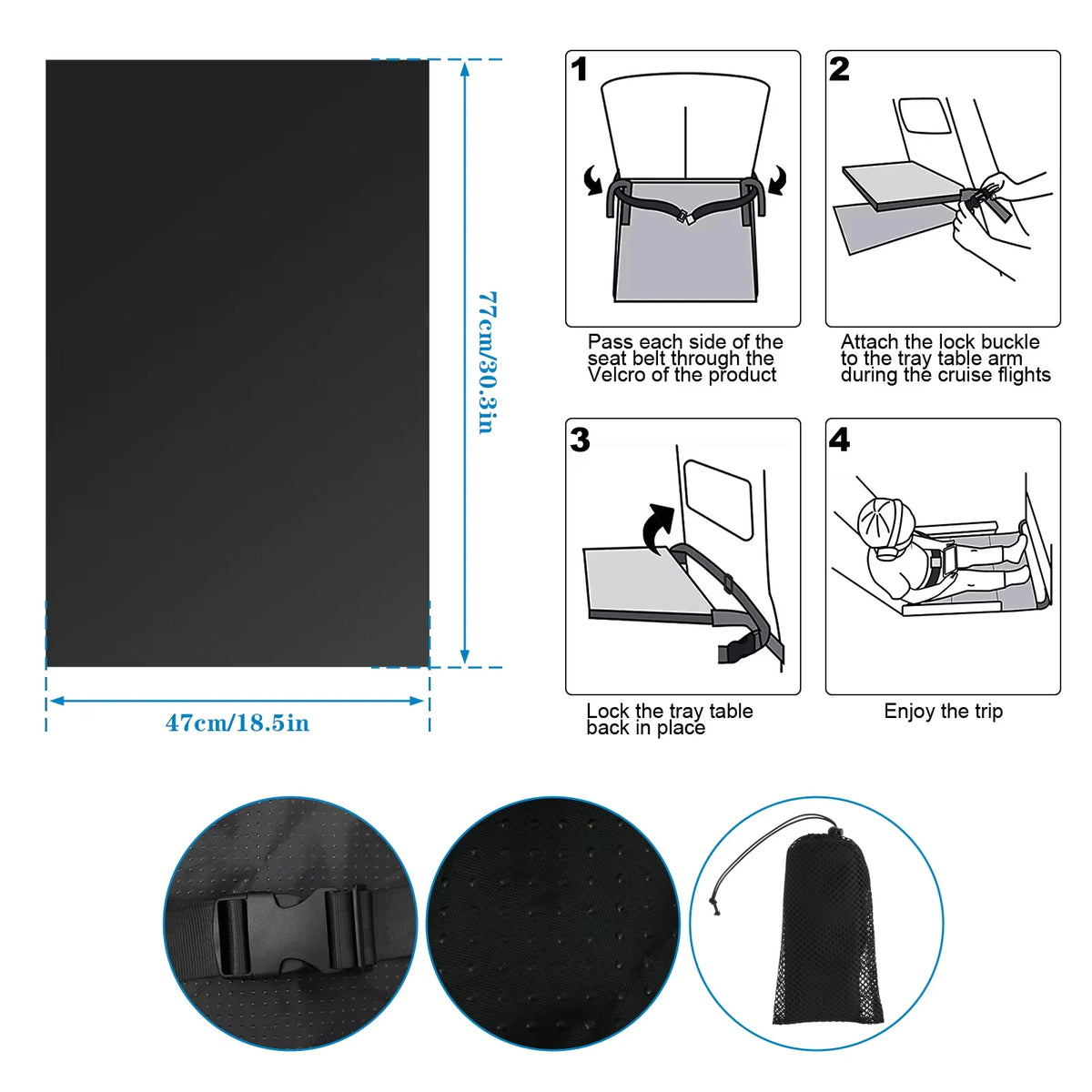 Kids Airplane Seat Extender & Footrest Hammock – Portable Travel Bed for Toddlers