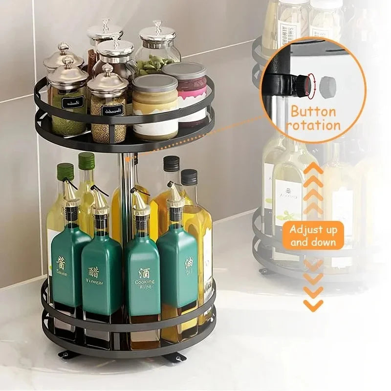 360° Rotating Spice Rack Organizer, Non-Skid Storage Tray for Seasonings, Spice Jars, Cans and Kitchen Countertop Organization