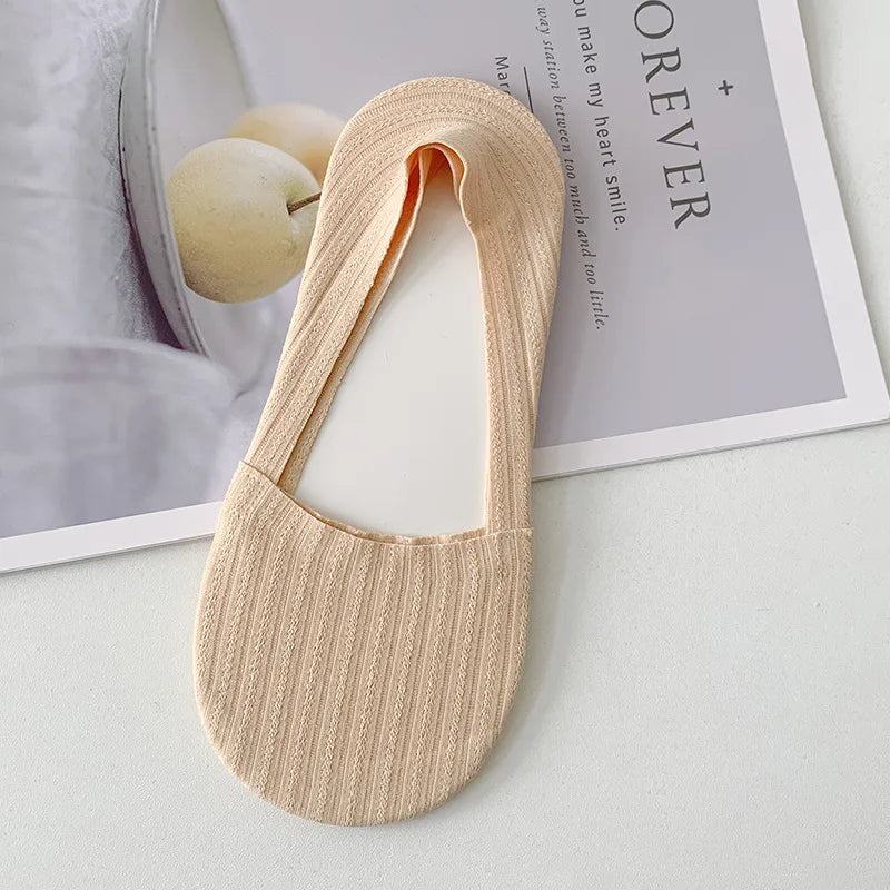 Sock Slippers Women Silicone Non-slip Solid Color Low Cut Boat Sock Cotton Bottom Thin Breathable Summer Invisible No Show Socks