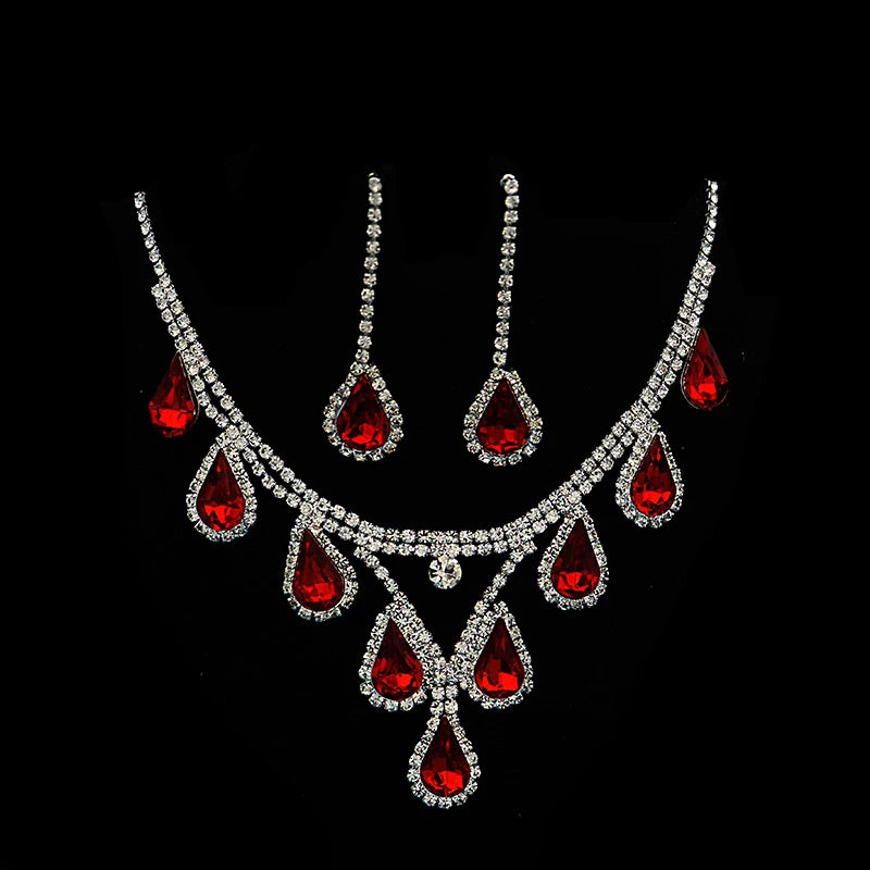 Romantic Crystal Bridal Jewelry Set – Rhinestone Necklace & Earrings for Wedding & Party