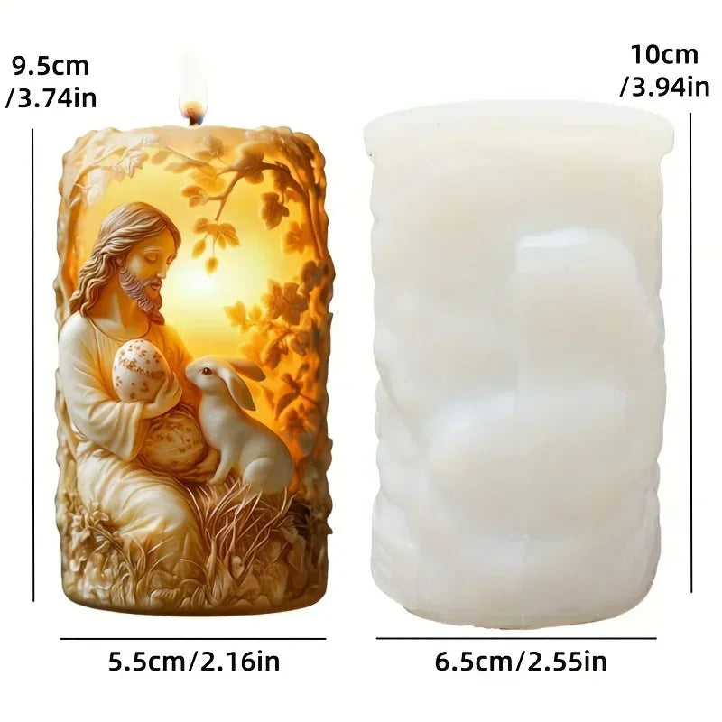 Jesus Horse Cylindrical Scented Candle Silicone Mold Wings Jesus Horse Galloped MoldS Jesus Angel Resin Plaster Mould