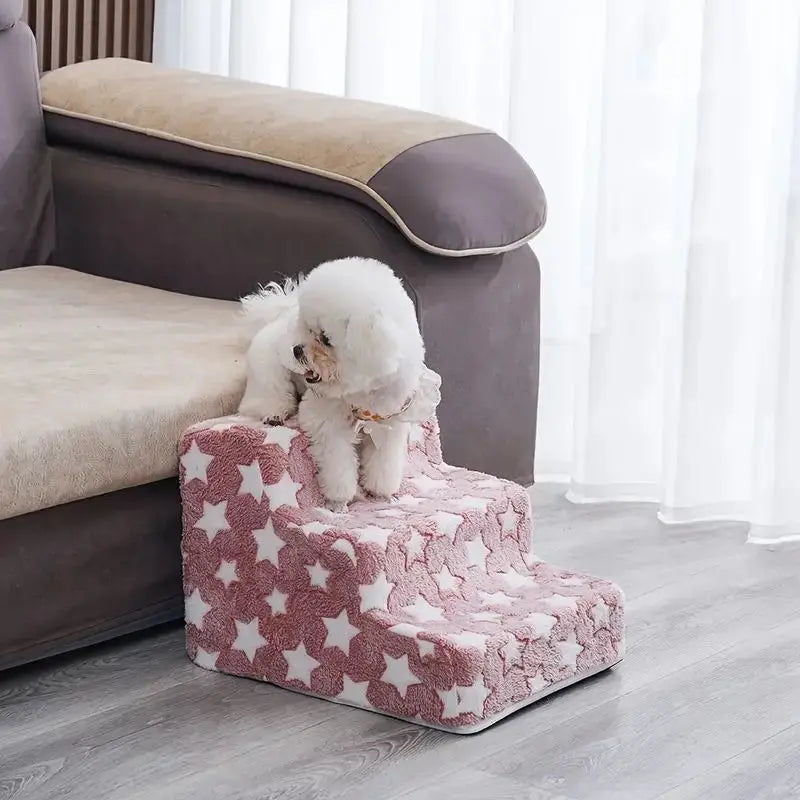 Foam Pet Stairs – Non-Slip 3/4 Step Ramp for Dogs & Cats with Joint Pain, Sofa & Bed