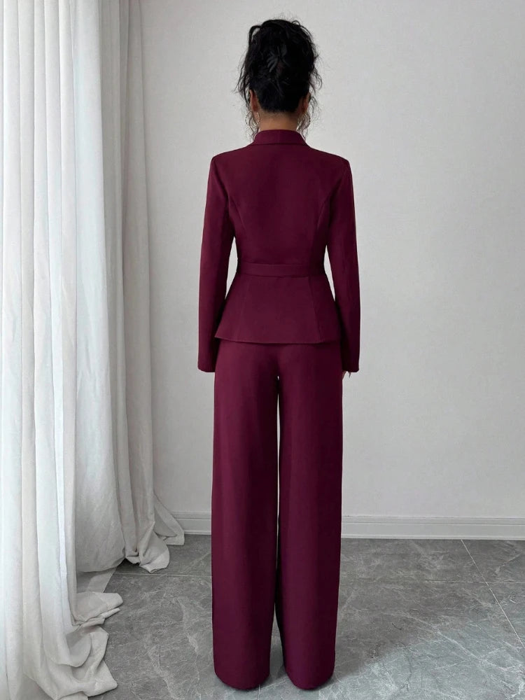 Women's 2-Piece Blazer & Straight-Leg Pants Suit