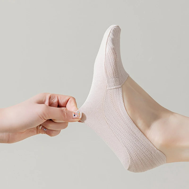 Sock Slippers Women Silicone Non-slip Solid Color Low Cut Boat Sock Cotton Bottom Thin Breathable Summer Invisible No Show Socks
