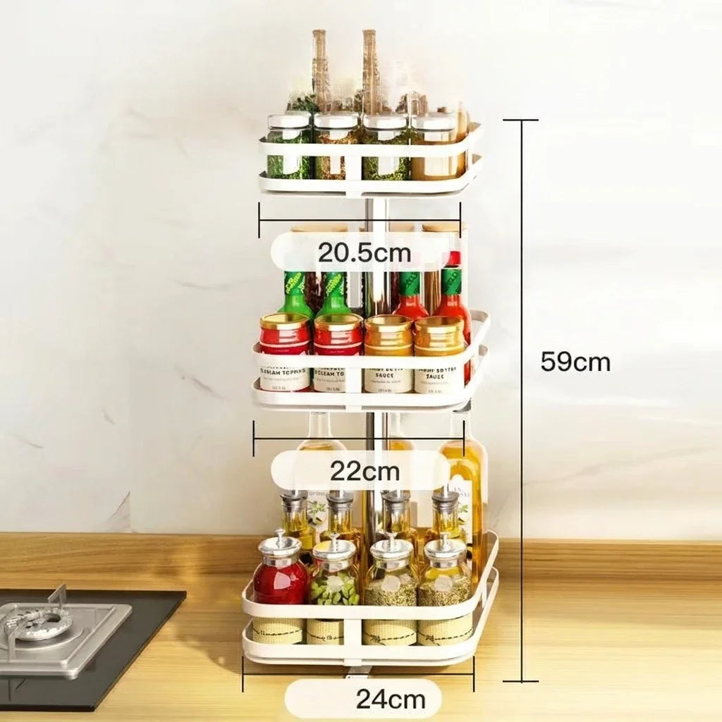 360° Rotating Spice Rack Organizer, Non-Skid Storage Tray for Seasonings, Spice Jars, Cans and Kitchen Countertop Organization