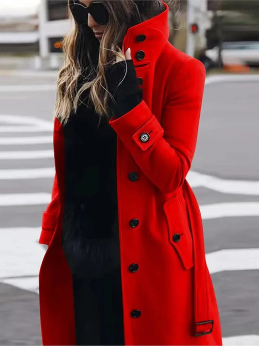 Women's Long Wool-Blend Winter Coat