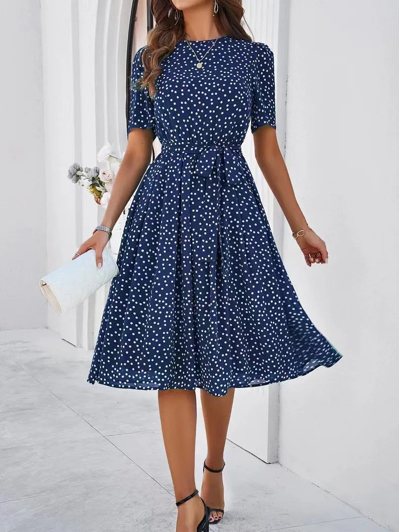 Women's Polka Dot Lace-Up Summer Dress