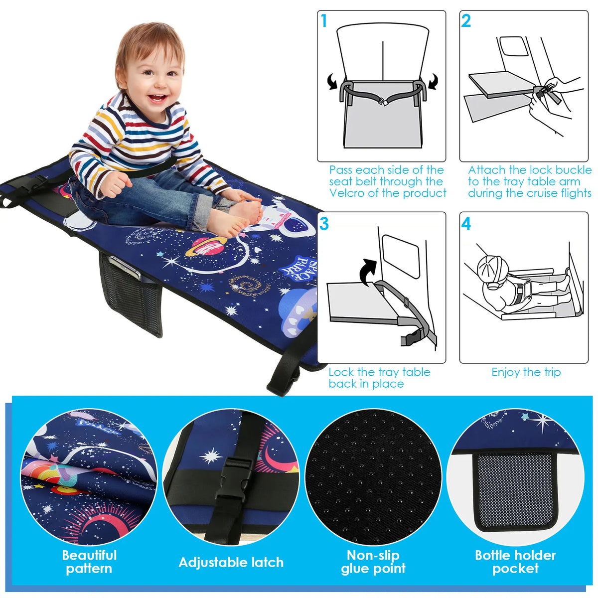 Kids Airplane Seat Extender & Footrest Hammock – Portable Travel Bed for Toddlers