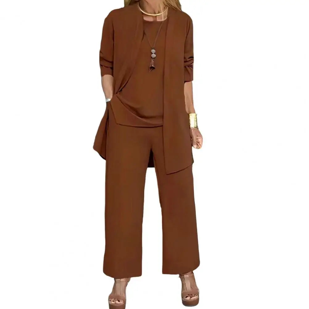 Women's 3-Piece Cardigan, Vest & Wide-Leg Pants Set