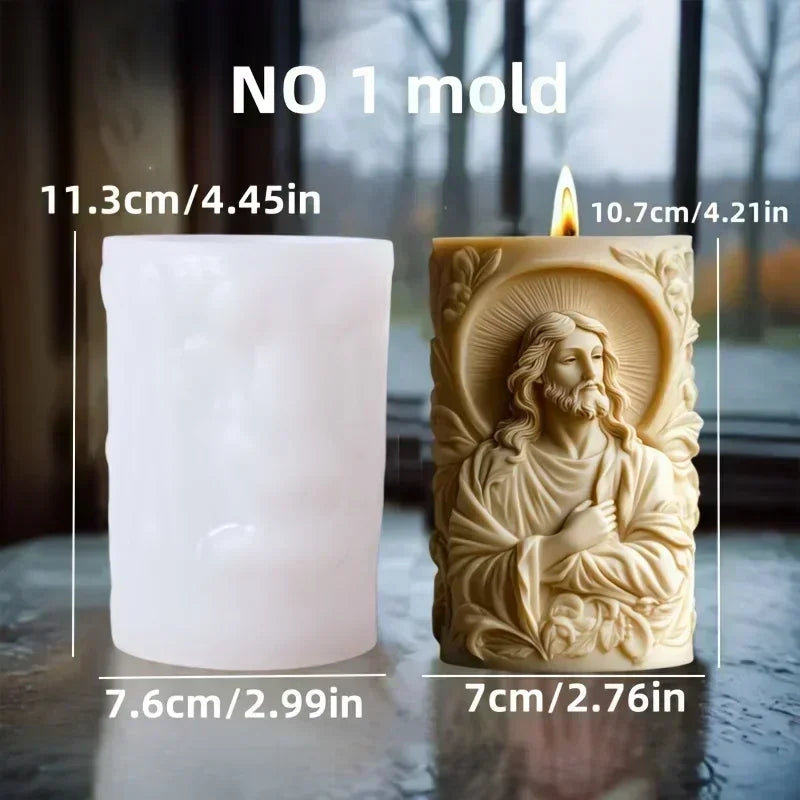 Jesus Horse Cylindrical Scented Candle Silicone Mold Wings Jesus Horse Galloped MoldS Jesus Angel Resin Plaster Mould