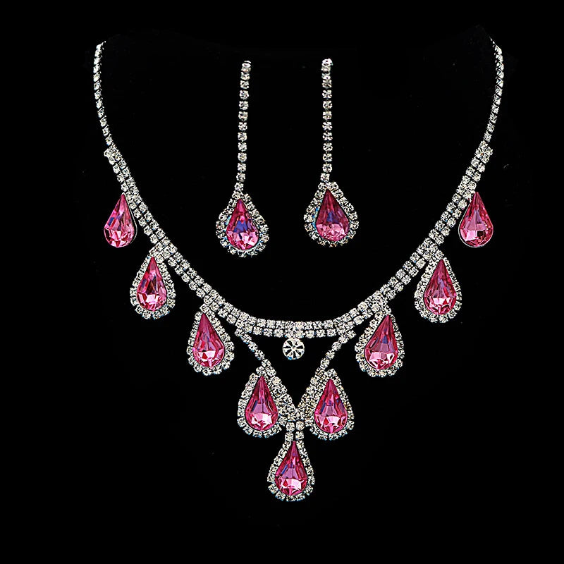 Romantic Crystal Bridal Jewelry Set – Rhinestone Necklace & Earrings for Wedding & Party