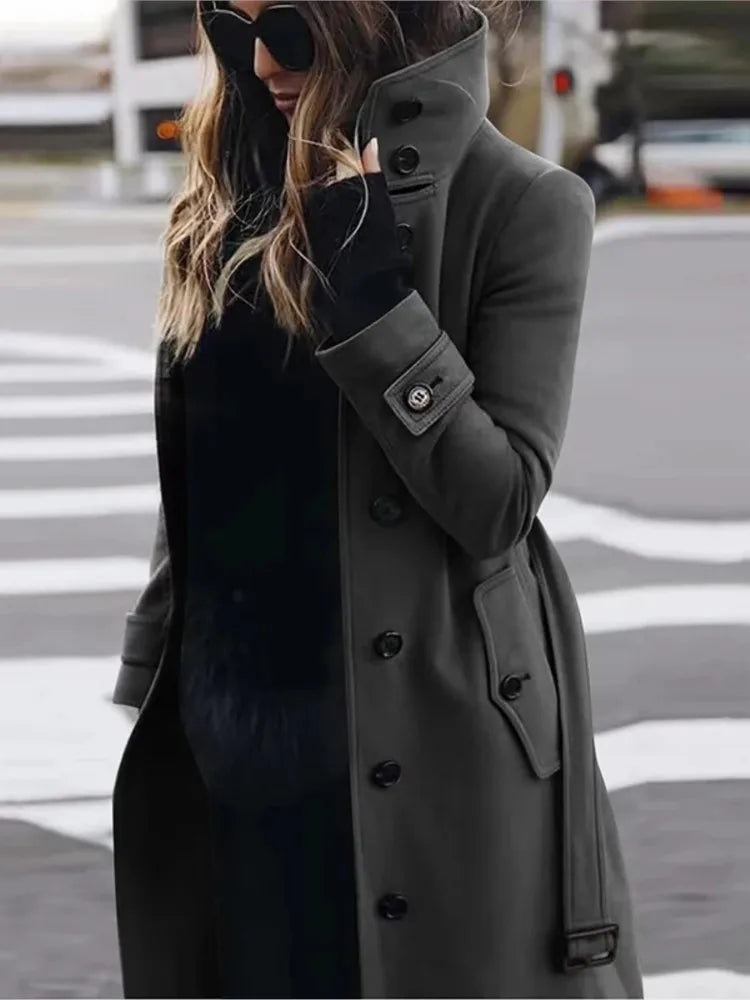 Women's Long Wool-Blend Winter Coat