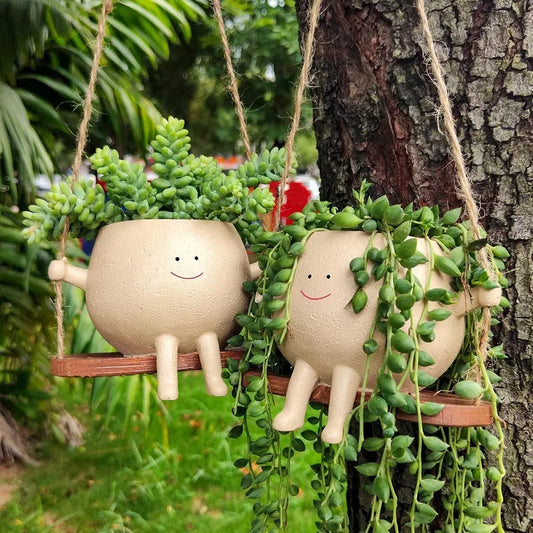 Resin Swing Face Wall Planter – Creative Head Succulent Pot, Home Decor & Garden Accent
