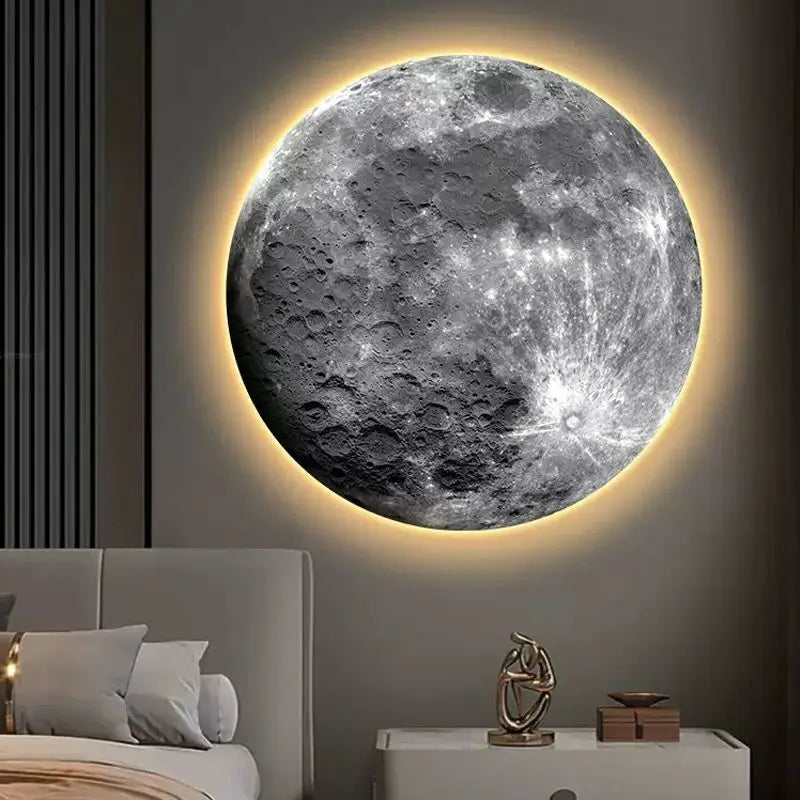 Moon Lamp Wall Art with Tree Silhouette