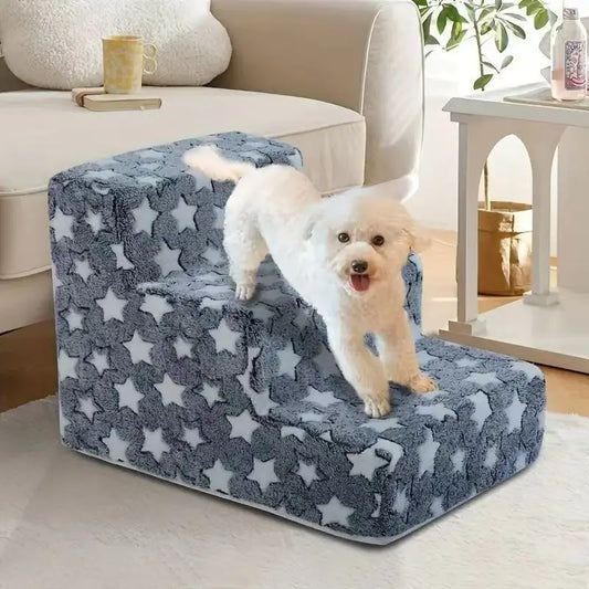 Foam Pet Stairs – Non-Slip 3/4 Step Ramp for Dogs & Cats with Joint Pain, Sofa & Bed