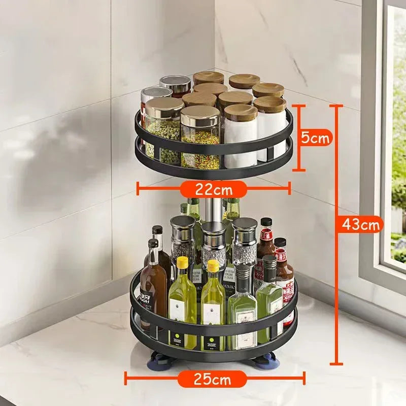 360° Rotating Spice Rack Organizer, Non-Skid Storage Tray for Seasonings, Spice Jars, Cans and Kitchen Countertop Organization