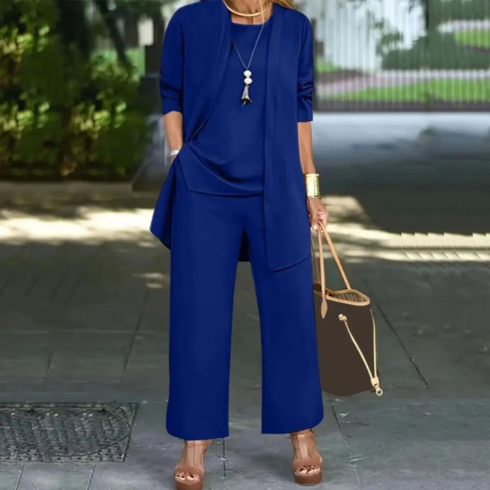 Women's 3-Piece Cardigan, Vest & Wide-Leg Pants Set