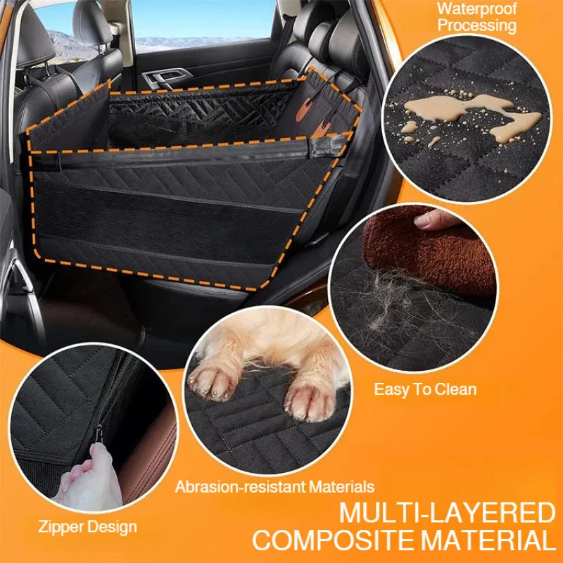 Waterproof Car Pet Seat Cover – Hammock Dog Mat with Hard Bottom & Mesh, All Sizes