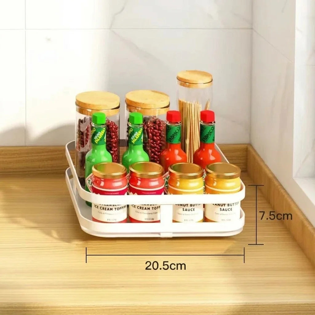 360° Rotating Spice Rack Organizer, Non-Skid Storage Tray for Seasonings, Spice Jars, Cans and Kitchen Countertop Organization