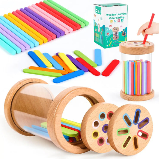 Montessori Wooden Color Sorting Toy – Fine Motor Skills & Sensory Matching Game for Kids 1-3+