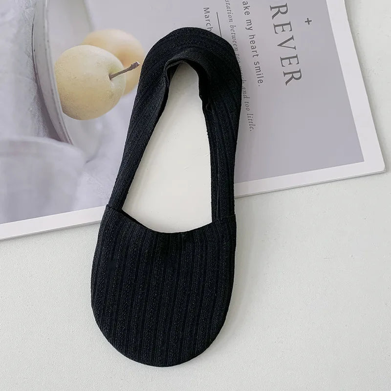 Sock Slippers Women Silicone Non-slip Solid Color Low Cut Boat Sock Cotton Bottom Thin Breathable Summer Invisible No Show Socks