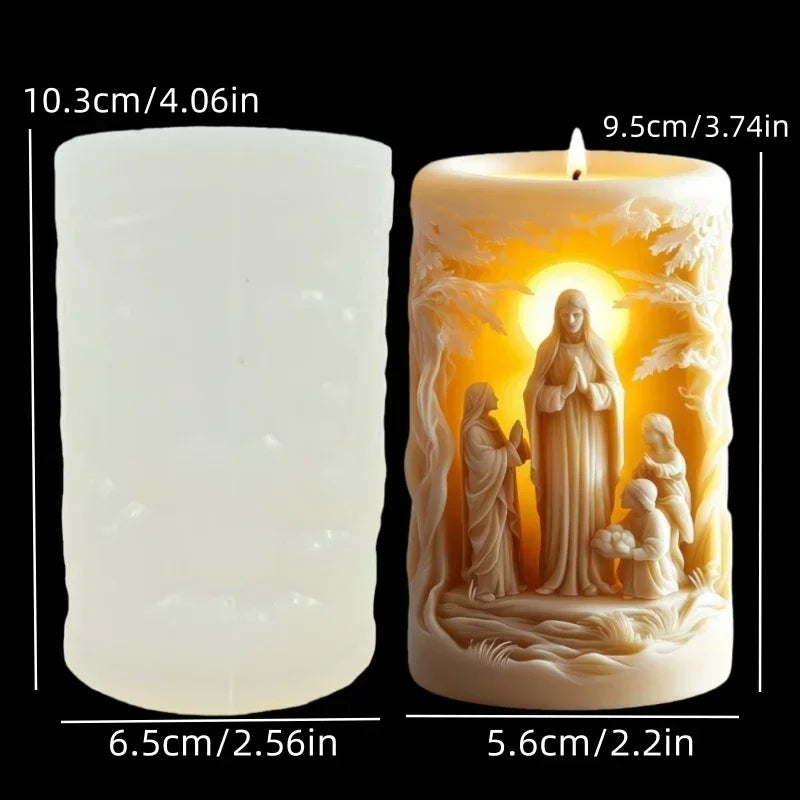 Jesus Horse Cylindrical Scented Candle Silicone Mold Wings Jesus Horse Galloped MoldS Jesus Angel Resin Plaster Mould